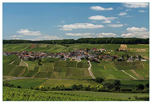 Wallario Küchenrückwand selbstklebend 90 x 60 cm, Motiv: Panoramablick über die Champagne | Spritzschutz abwischbar & pflegeleicht