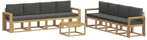 vidaXL Outdoor-Sofagarnitur mit Kissen 9 pcs Weiß und Anthrazit, Moderner Garten-Sofaset, stilvolle Sitzgelegenheit, Akazie Holz Möbel, bequemer Lounge, wetterfest