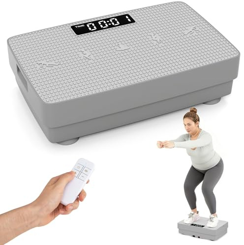 COSTWAY Vibrationsplatte für Zuhause, Rüttelplatte für Muskelaufbau, Abnehmen, Vibrationsgerät mit 10 Intensitätsstufen & 2 Modi, Vibrationstrainer mit LED-Display & Fernbedienung bis 100 kg Belastbar