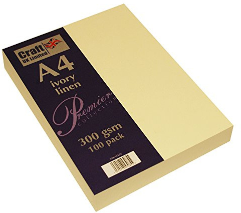 Craft UK W124 Leinenkarton, A4, 300 g/m², elfenbeinfarben, 100 Blatt