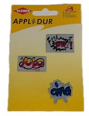 Kleiber Kleine WTF/YOLO/OMG Sticker zum Aufbügeln, 3-er Set, mehrfarbig