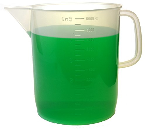 eisco Labs 5 Liter Polypropylen becher mit Griff und Ausgießer, 250 ml Graduierung