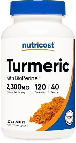 Nutricost Turmeric Curcumin with BioPerine, 2300mg, 120 Capsules, GMO-Free