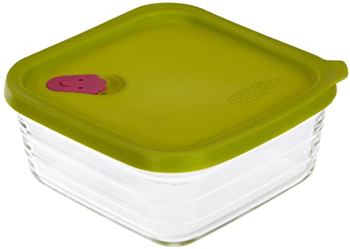 LocknLock Oven Glass Glas Frischhaltedose WAVE STEAM HOLE mit Silikondeckel, 500ml, eckig, komplett kühlschrank-, gefriertruhengeeignet, Borosilikat-Glas ofen- & mikrowellenfest, mit extra Ventil