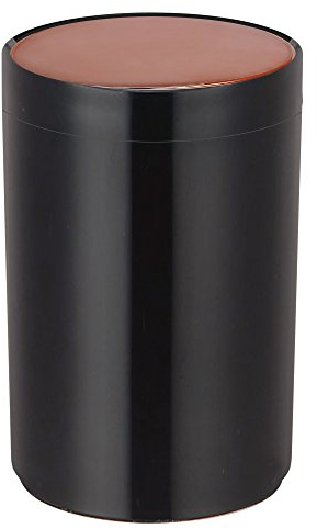 MSV Bad Serie Lena Design Kosmetikeimer Bad Treteimer 5 Liter (ØxH): ca. 18,5 x 26,3 cm Schwarz/Kupfer