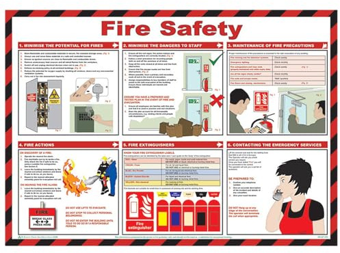 PDL – Pegdev - First Aid Laminated Health & Safety Poster A2 Landscape - Fire Safety Hazard Sign.