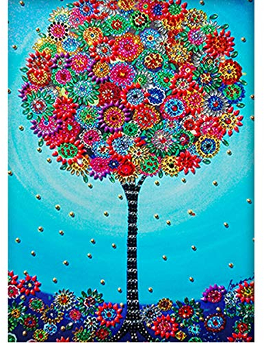 MXJSUA Diamond Painting Speziell Geformtes, Blumenbaum Diamond Painting Erwachsene, Diamant Painting Bilder, DIY 5D Diamond Painting Set für Wand Dekor 30x30cm