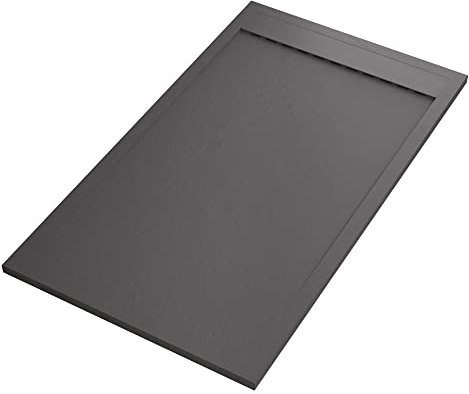 Receveur de douche en résine de marbre effet pierre ciment Gris Foncé PRESTIGE - 90 x 150