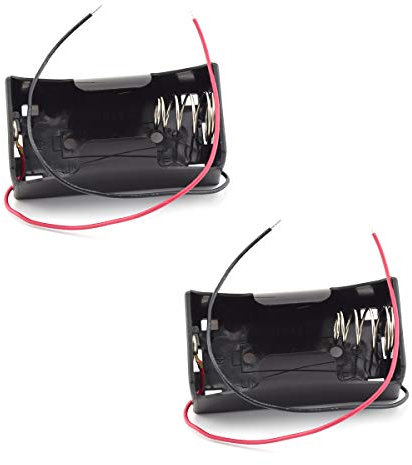 SDTC Tech 2-Pack 1 Slot D Cell Battery Holder 1.5V D Size Battery Case Box with Wire Leads
