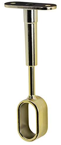 Gedotec Schrankrohr-Mittelträger für Decken-Montage Schrankrohrhalter für Garderoben-Stange Oval | Kleiderstangen-Befestigung 30 x 15 mm | Messing poliert | 1 Stück - Stangenhalter höhen-verstellbar