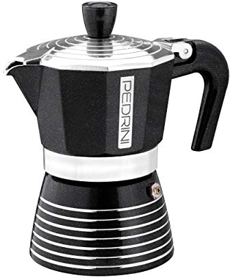 Pedrini Infinity Caffettiera Alluminio 2 tazze, glitterata colore antracite