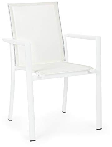 Stuhl Konnor aus weißem Aluminium mit Armlehnen