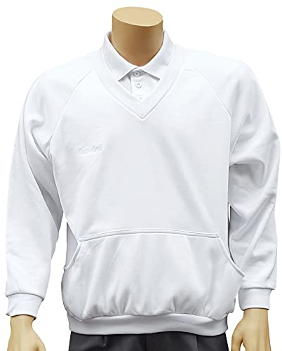Cathedral Mens White Bowlers Bowling Jersey Fleece Jumper Pullover Brushed Back Sweatshirt Fabric Soft And Warming For Indoor And Outdoor Lawn Flat Green Bowls (XXX-Large)
