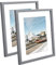 Q.Hou A3 Grey Photo Frame Set of 2 with Mat, Mount for A4 Picture or Certificate, Perspex Front for Wall Decor(005UK-QH-PFA3-BG)