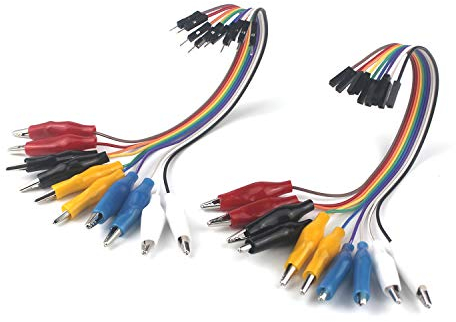 Aoowei 2 in 1 Dupont thread Male to Alligator Clip, 10 Pin Jumper Wire Female to Alligator Clip for Electronic Experiment 20cm