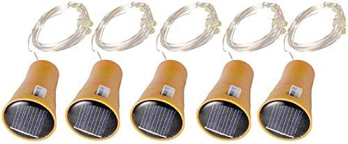 Solar Cork Fairy Lights String 10 LED Bottle Light Night Lamp for Christmas DIY Party Wedding Decoration (Warm White) 5pcs