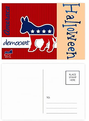 Amerika-Esel-Emblem, Demokraten-Halloween-Postkarten-Set, Dankeskarte, 20 Stück