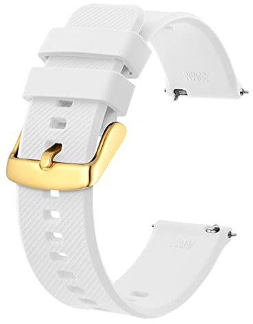 BISONSTRAP Uhrenarmband 22mm, Silikon Uhrenarmbänder mit Schnellverschluss für Männer Frauen (Weiß, Gold Schnalle)
