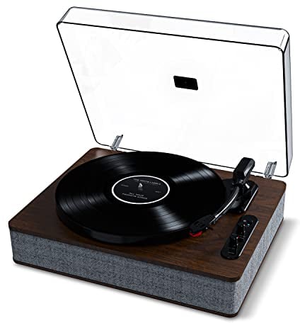 ION Audio Luxe LP - Giradischi Vinili Bluetooth con Casse, Conversione USB, Piatto Full Size, Funzione Auto-Stop, Uscita Cuffie e 3 Velocità, Marrone