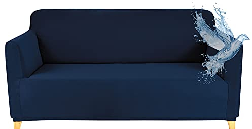 Poligino Sofabezug 2 Sitzer Wasserdicht, Sofahusse Elastisch Universal, Sofa Cover Stretch 2 Sitzer (130-170 cm) Blau