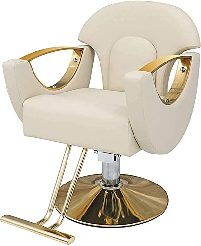 CAOMEIYING Salon Chair Hydraulic for Business or Home, Beauty Styling Shop Barber Swivel Classic Hair (420 lbs) (Color : Black) (White ) convenie