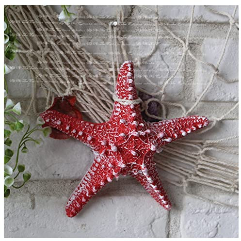 Egurs 16cm Wanddeko Seesterne Maritime Mediterranen Stil Hängedeko Bunt Harz Seestern Foto-Requisiten Kommunion Hochzeit Badezimmer Hängen Deko rot