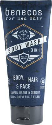 benecos for men only Naturkosmetik - 3in1 Sport Duschgel für Körper, (Bart-) Haar und Gesicht - vegan - derm. getestet