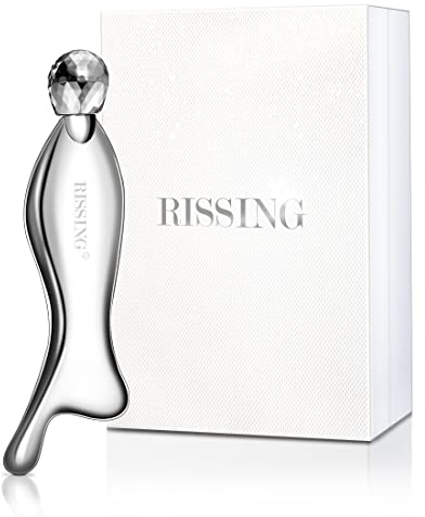 RISSING Gua Sha Gesichtsmassagegerät: Massage Augenroller, GuaSha Edelstahl Gesichtsroller, Überlegen zu Jade Roller & Gua Sha Stein. Perfekt Massageroller für Gesichtsmassage (Luxus-Geschenkbox)
