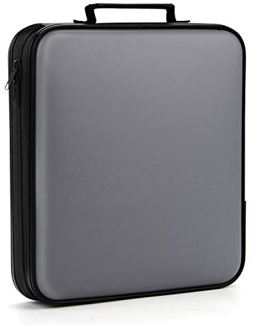 TIMCORR DVD Storage CD Case Holder: 160 Capacity CD Sleeves Black Disc Cases Binder for Car - CD Hard Organizer Box - Large DVD Wallet for Movie/Music/Game & Portable CD Book (160 Capacity Grey)