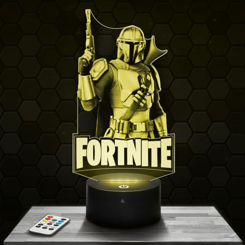 Nachttischlampe - Touch-Nachtlicht Videospiel Manda lorian 3D-LED-Lampe Illusion, Geschenkidee Weihnachten Geburtstag Junge und Mädchen Nachttischlampe Kinder- oder Erwachsenenzimmer TOP
