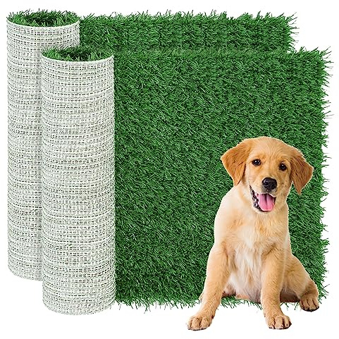 GLOBREEN Künstliche Grasmatte für Welpen, für Hunde, 2 Stück, Ersatz-Matte, wiederverwendbar und hohe Drainage, 45,7 x 35,6 cm
