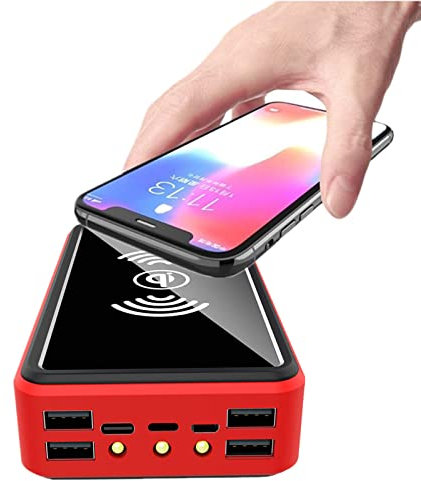 Batterie externe solaire 50 000 mAh avec 5 sorties, 4 entrées et lampes de poche LED, chargeur solaire pour iPhone, Samsung, iPad, Android A