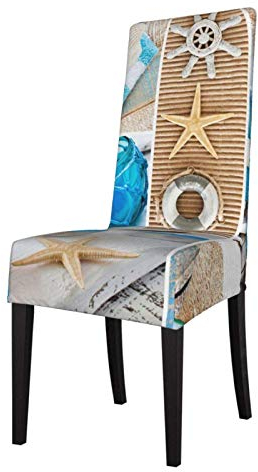 LOUJIN Sitzbezug für Stuhl Wellness Maritim Blau Hawaii Esszimmer Stuhlhussen Schonbezüge Stretch Stuhlschoner
