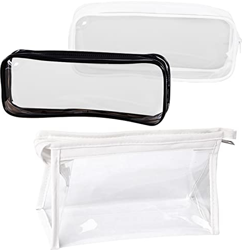 BDSHUNBF 3 Stück Transparentes Federmäppchen, Mäppchen Durchsichtig, PVC Bleistiftbeutel mit Reißverschluss für die Aufbewahrung von Schreibwaren Kosmetik