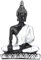 Südostasien Buddha Statue Sand Tisch Zubehör Mini Sitzende Buddha Statue Meditation Dekor Buddha Figur für Zuhause Wohnzimmer, Teezimmer, Meditationsraum (2.8×4.3 Zoll)(Vintage-Silber)