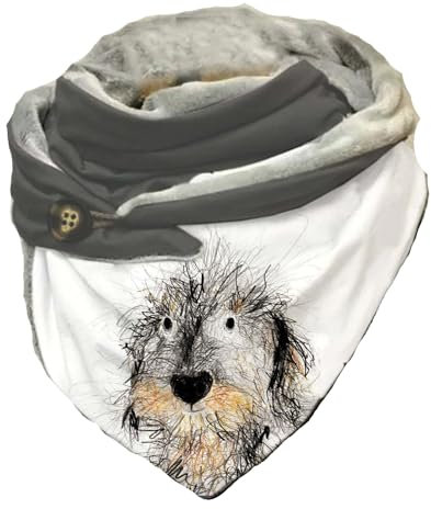 Hiseng Damen Schals Groß Dreieck Winter Dreieckstuch Tier Drucken Warmer Button Knopf Winterschal Herbstschal Lieblingsschal Scarf Soft Wrap Lange Stola (Hund 2)