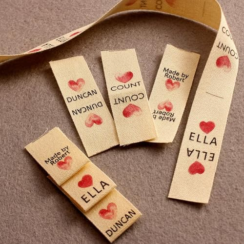 15x50mm kundenspezifisches Baumwollband-Etikett, gestrickter Stoff-Etikett, benutzerdefinierte, personalisierte, handgemachte Etikett, Geschenk-Etikett, faltende Stoff-Etikett