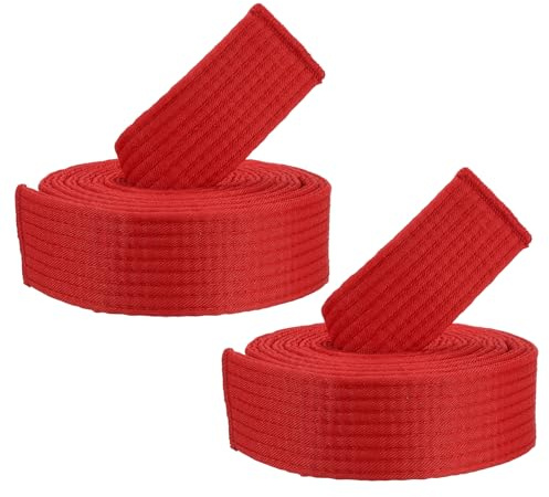 PATIKIL 2er Pack Taekwondo Farbige Gürtel 1,6 x6,6FT Polyester Rot | für Ranglisten, für Unterricht Praxis, Taekwondo Farbige Gürtel