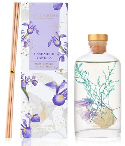 COCORRÍNA Raumduft mit Duftstäbchen, 160ml Kaschmir Vanille Reed Diffuser, Lufterfrischer für Badezimmer, Regal, Heimdekoration