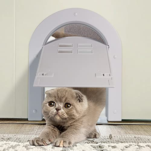 Wordcam - Puerta interior con cerradura de 2 vías para gatos de hasta 9 kg, gatitos y perros pequeños, color blanco