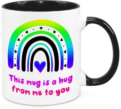 Hug in A Mug - Birthday Gifts for Friend Sister Daughter Mum Grandad Grandma Nan Sentimental Gifts Christmas Gifts Get Well Soon Gifts (Rainbow)