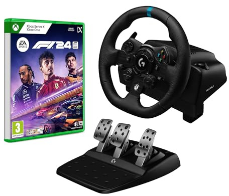 Logitech G G923 Racing Wheel and Pedals, TRUEFORCE up to 1000 Hz Force Feedback, for Xbox Series X|S|One, PC - Black + EA SPORTS F1 24 Standard Edition XBOX Series X | VideoGame | English