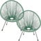 Kare Design Gartenmöbel Set Acapulco Mono, 2er Set, Grün, Indoor und Outdoor Sitzgruppe im Retro-Design, 2X Sessel, Gartenstühle, Lounge-Möbel für Balkon, Garten, Terrasse, Grünes Stahlgestell