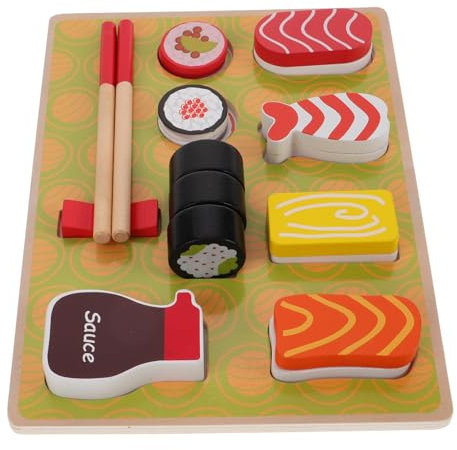 Toyvian Satz Sushi-Spielzeug Küchenspielzeug vortäuschen Sushi für Kinder vortäuschen Holz Spielzeug Kinder kochset Sushibrett Kinderspielzeug Holz-Sandwich Mini-Kochspielzeug hölzern