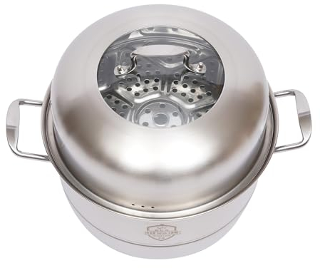 5 Etagen Dampfkocher Gardampftopf Edelstahl Dampfgarer 32cm,Dampfgarer Manti-Topf Mantowarka Glasdeckel,Dampfeinsatz und Glasdeckel, Dampfkochtopf, auch für Induktionsherd