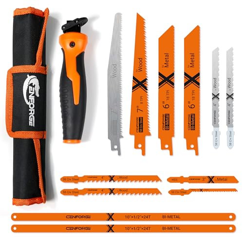 Cenforge Sierra de mano de múltiples cuchillas de 13 piezas, sierra de mano pequeña, mini sierra de mano para corte de madera, sierra de mano pequeña para madera, yeso, metal, yeso, plástico (con un