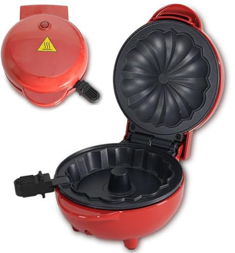 Generic Cake Maker, Countertop Mini Cake Pop Maker, Doughnut Machine with Non-stick Coating, Safety Work Light, Red, Modern