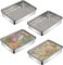 Dokeno 4 piezas Plato Cuadrado Con Tapa, Acero Inoxidable Snack Box, Bandeja De Comida, Caja de Conservación de Alimentos, Caja Salsa Con Tapa, Bandeja Engrosada Reutilizable para Carne, Queso