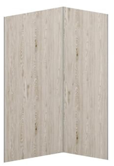 Vente-unique - Lot de 2 panneaux muraux de douche effet bois clair en aluminium avec profilés - L90 x L120 x H210 cm - ENEKO