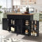 Armario de cocina grande con tapa plegable, isla de cocina con toallero, 2 cajones, 3 estantes, carrito de cocina con 5 ruedas, color negro